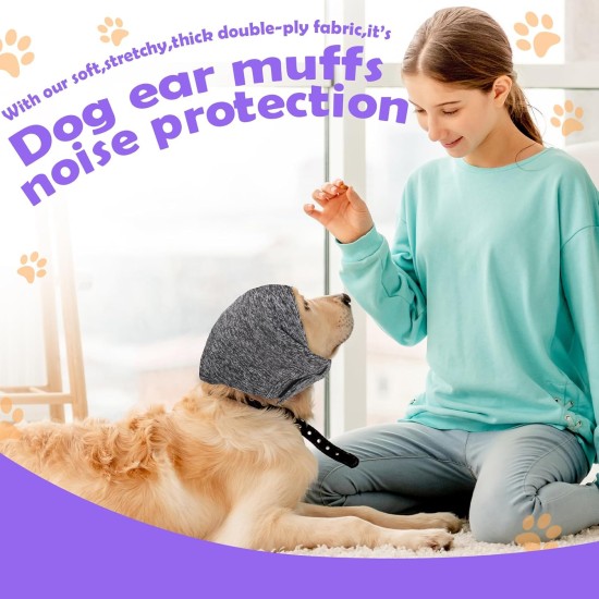 EASY JOY Adjustable Earmuffs Dog, Adjustable Earmuffs for Pets, Earmuffs for Dogs, Dog Soothing Headwear, Grey M EASY JOY Adjustable Earmuffs Dog, Adjustable Earmuffs for Pets, Earmuffs for Dogs, Dog Soothing Headwear, Grey M