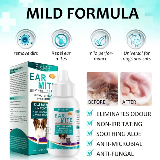 Ear Care for Dogs, Pet Ear Mite Oil, Ear Mite Treatment, Ear Drops for Dogs, Relieves Yeast Infection, Itching and Odour, Reduces Ear Mites and Deposits, for Cats and Dogs (1 Piece) Ear Care for Dogs, Pet Ear Mite Oil, Ear Mite Treatment, Ear Drops for Dogs, Relieves Yeast Infection, Itching and Odour, Reduces Ear Mites and Deposits, for Cats and Dogs (1 Piece)