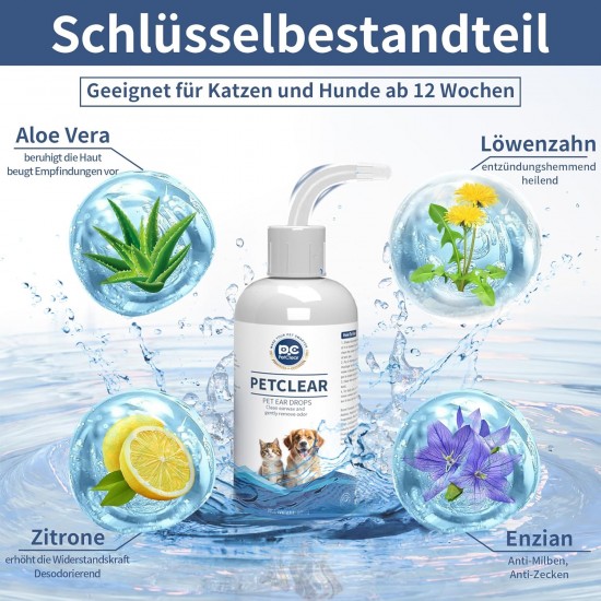Ear Cleaner Dog Ear Care for Dogs 60 ml Ear Cleaner Stop Ear Inflammation and Itching, Pet Ear Cleaner for Dogs and Cats, Dog Ear Cleaning Solution, Dirt, Odour Remover Ear Cleaner Dog Ear Care for Dogs 60 ml Ear Cleaner Stop Ear Inflammation and Itching, Pet Ear Cleaner for Dogs and Cats, Dog Ear Cleaning Solution, Dirt, Odour Remover