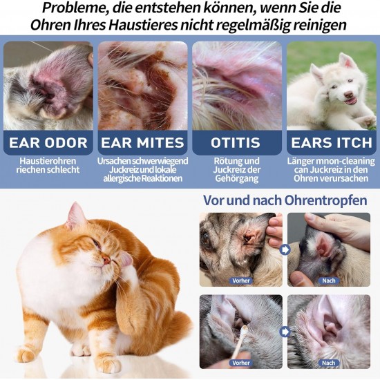 Ear Cleaner Dog Ear Care for Dogs 60 ml Ear Cleaner Stop Ear Inflammation and Itching, Pet Ear Cleaner for Dogs and Cats, Dog Ear Cleaning Solution, Dirt, Odour Remover Ear Cleaner Dog Ear Care for Dogs 60 ml Ear Cleaner Stop Ear Inflammation and Itching, Pet Ear Cleaner for Dogs and Cats, Dog Ear Cleaning Solution, Dirt, Odour Remover
