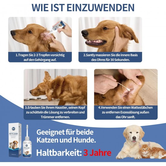 Ear Cleaner Dog Ear Care for Dogs 60 ml Ear Cleaner Stop Ear Inflammation and Itching, Pet Ear Cleaner for Dogs and Cats, Dog Ear Cleaning Solution, Dirt, Odour Remover Ear Cleaner Dog Ear Care for Dogs 60 ml Ear Cleaner Stop Ear Inflammation and Itching, Pet Ear Cleaner for Dogs and Cats, Dog Ear Cleaning Solution, Dirt, Odour Remover