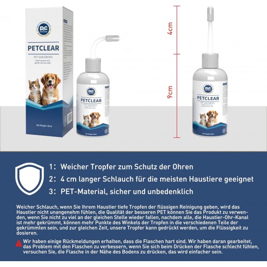 Ear Cleaner Dog Ear Care for Dogs 60 ml Ear Cleaner Stop Ear Inflammation and Itching, Pet Ear Cleaner for Dogs and Cats, Dog Ear Cleaning Solution, Dirt, Odour Remover Ear Cleaner Dog Ear Care for Dogs 60 ml Ear Cleaner Stop Ear Inflammation and Itching, Pet Ear Cleaner for Dogs and Cats, Dog Ear Cleaning Solution, Dirt, Odour Remover
