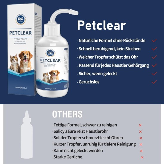 Ear Cleaner Dogs & Cats 60 ml, Prevention Against Ear Mites, Dogs, Stops Ear Inflammation and Itching, Ear Cleaner, Dog Ear Wax, Dirt, Odour Remover Ear Cleaner Dogs & Cats 60 ml, Prevention Against Ear Mites, Dogs, Stops Ear Inflammation and Itching, Ear Cleaner, Dog Ear Wax, Dirt, Odour Remover