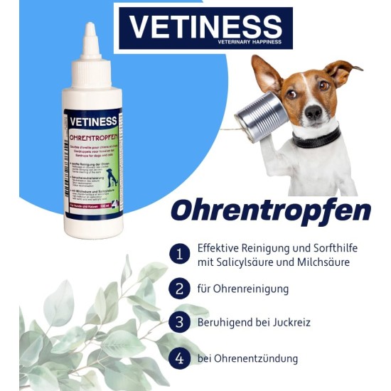 Ear Cleaner for Dogs and Cats 100 ml | Ear Drops with Salicylic Acid, Lactic Acid and Lavender Oil | Ear Mites | Dissolves Dirt and Residue Ear Cleaner for Dogs and Cats 100 ml | Ear Drops with Salicylic Acid, Lactic Acid and Lavender Oil | Ear Mites | Dissolves Dirt and Residue