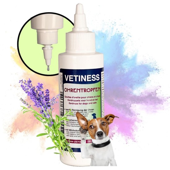 Ear Cleaner for Dogs and Cats 100 ml | Ear Drops with Salicylic Acid, Lactic Acid and Lavender Oil | Ear Mites | Dissolves Dirt and Residue Ear Cleaner for Dogs and Cats 100 ml | Ear Drops with Salicylic Acid, Lactic Acid and Lavender Oil | Ear Mites | Dissolves Dirt and Residue