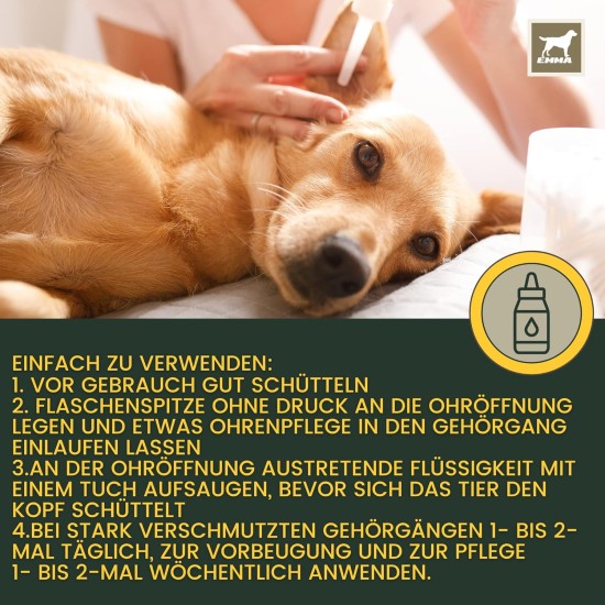 Ear Drops for Dogs • Ear Cleaner Dog • Ear Drops Dog Against Itching • Dog Ear Wash with Chamomile • Dog Ear Cleaner for Ear Infection Dog - Dirt & Earwax Remover 100 ml Ear Drops for Dogs • Ear Cleaner Dog • Ear Drops Dog Against Itching • Dog Ear Wash with Chamomile • Dog Ear Cleaner for Ear Infection Dog - Dirt & Earwax Remover 100 ml