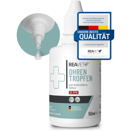 Ear Drops with Colloidal Silver, 50 ml, For Dogs and Cats, Very Good for Ear Inflammation, Itching, Germs, Fungi and Bacteria, Ear Care, Ear Hygiene, Healthy Ears Ear Drops with Colloidal Silver, 50 ml, For Dogs and Cats, Very Good for Ear Inflammation, Itching, Germs, Fungi and Bacteria, Ear Care, Ear Hygiene, Healthy Ears
