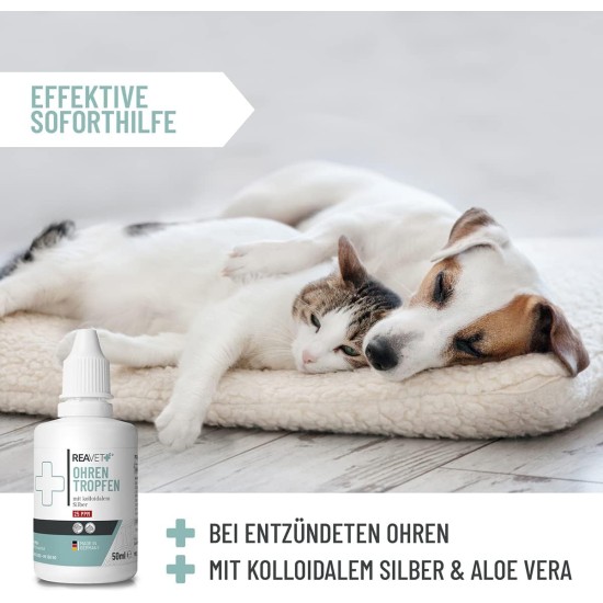 Ear Drops with Colloidal Silver, 50 ml, For Dogs and Cats, Very Good for Ear Inflammation, Itching, Germs, Fungi and Bacteria, Ear Care, Ear Hygiene, Healthy Ears Ear Drops with Colloidal Silver, 50 ml, For Dogs and Cats, Very Good for Ear Inflammation, Itching, Germs, Fungi and Bacteria, Ear Care, Ear Hygiene, Healthy Ears
