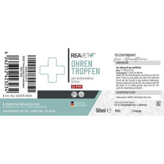 Ear Drops with Colloidal Silver, 50 ml, For Dogs and Cats, Very Good for Ear Inflammation, Itching, Germs, Fungi and Bacteria, Ear Care, Ear Hygiene, Healthy Ears Ear Drops with Colloidal Silver, 50 ml, For Dogs and Cats, Very Good for Ear Inflammation, Itching, Germs, Fungi and Bacteria, Ear Care, Ear Hygiene, Healthy Ears