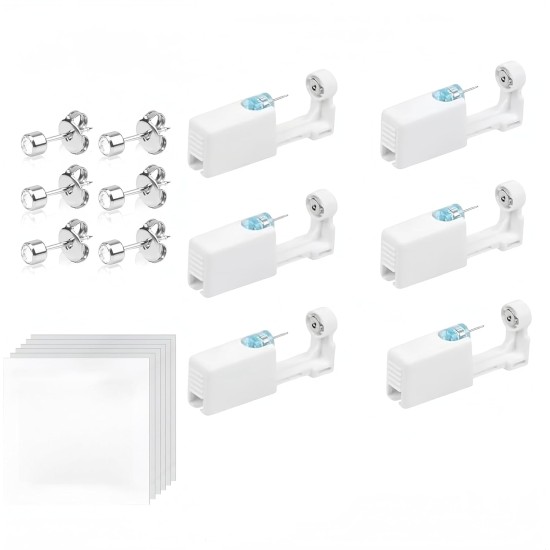 Ear Piercing Gun, 6/9/10/12 Pieces Ear Piercing Sterile Sterile Safety Ear Piercing Gun, Piercing Gun with Stud Earrings, Painless Self-Piercing Tool Ear Piercing Gun, 6/9/10/12 Pieces Ear Piercing Sterile Sterile Safety Ear Piercing Gun, Piercing Gun with Stud Earrings, Painless Self-Piercing Tool