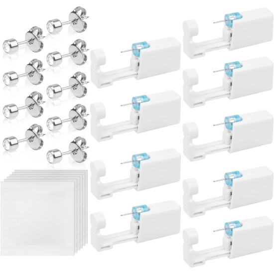 Ear Piercing Gun, 6/9/10/12 Pieces Ear Piercing Sterile Sterile Safety Ear Piercing Gun, Piercing Gun with Stud Earrings, Painless Self-Piercing Tool Ear Piercing Gun, 6/9/10/12 Pieces Ear Piercing Sterile Sterile Safety Ear Piercing Gun, Piercing Gun with Stud Earrings, Painless Self-Piercing Tool