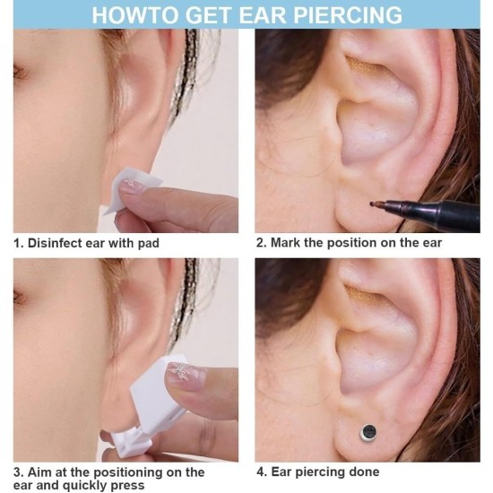 Ear Piercing Gun, 6/9/10/12 Pieces Ear Piercing Sterile Sterile Safety Ear Piercing Gun, Piercing Gun with Stud Earrings, Painless Self-Piercing Tool Ear Piercing Gun, 6/9/10/12 Pieces Ear Piercing Sterile Sterile Safety Ear Piercing Gun, Piercing Gun with Stud Earrings, Painless Self-Piercing Tool