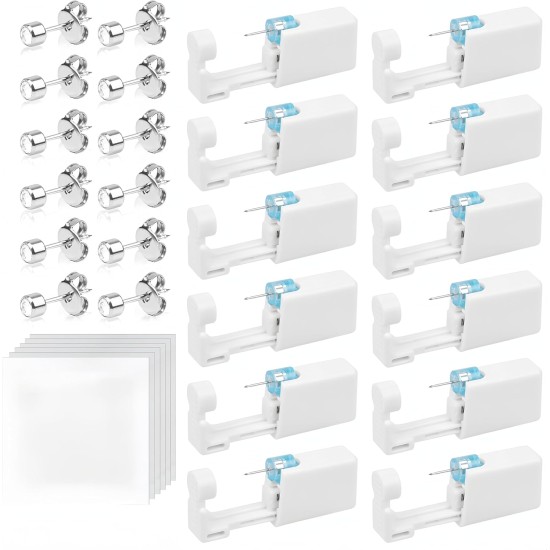 Ear Piercing Gun, 6/9/10/12 Pieces Ear Piercing Sterile Sterile Safety Ear Piercing Gun, Piercing Gun with Stud Earrings, Painless Self-Piercing Tool Ear Piercing Gun, 6/9/10/12 Pieces Ear Piercing Sterile Sterile Safety Ear Piercing Gun, Piercing Gun with Stud Earrings, Painless Self-Piercing Tool