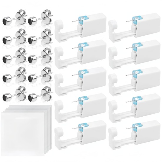 Ear Piercing Gun, 6/9/10/12 Pieces Ear Piercing Sterile Sterile Safety Ear Piercing Gun, Piercing Gun with Stud Earrings, Painless Self-Piercing Tool Ear Piercing Gun, 6/9/10/12 Pieces Ear Piercing Sterile Sterile Safety Ear Piercing Gun, Piercing Gun with Stud Earrings, Painless Self-Piercing Tool