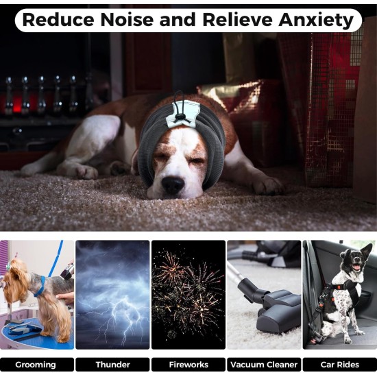 Ear Protection Dog, Dog Ear Pain Dog Headphones Headband Hearing Protection Dog Soothing Ear Protection Dog for Dog Hearing Protection Winter Dog Head Wrap with Cord Fix (Grey, M) Ear Protection Dog, Dog Ear Pain Dog Headphones Headband Hearing Protection Dog Soothing Ear Protection Dog for Dog Hearing Protection Winter Dog Head Wrap with Cord Fix (Grey, M)