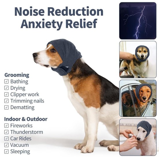 Ear Protection for Dogs Soothing with Adjustable Self-Adhesive Pet Ear Flap Head Wrap Earmuffs Winter Hat Ear Protection Dog for Anxiety Relief and Soothing (L) Ear Protection for Dogs Soothing with Adjustable Self-Adhesive Pet Ear Flap Head Wrap Earmuffs Winter Hat Ear Protection Dog for Anxiety Relief and Soothing (L)