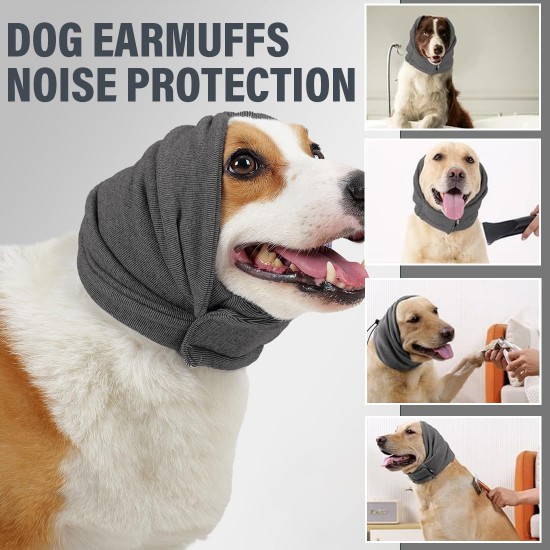 Earmuffs for Dogs, Dog Earmuffs, Dog Earmuffs for Noise Reduction, Dog Hearing Protection, Soothing Hood, for Relieving Anxiety in Dogs, Grey, M Earmuffs for Dogs, Dog Earmuffs, Dog Earmuffs for Noise Reduction, Dog Hearing Protection, Soothing Hood, for Relieving Anxiety in Dogs, Grey, M