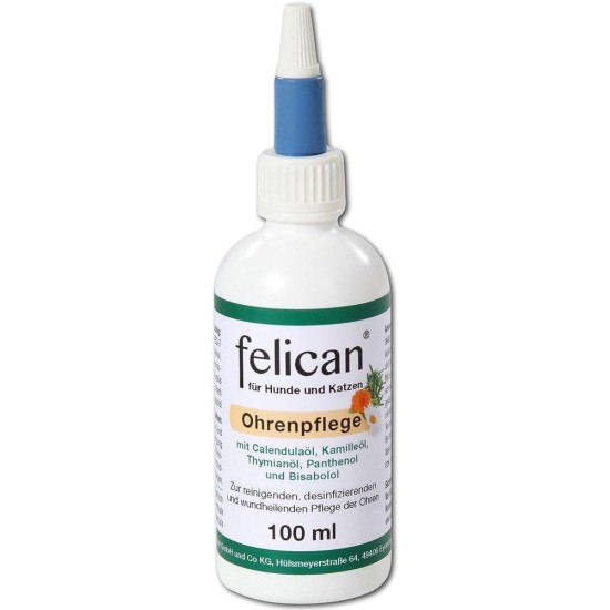 Feravet Felican Ear Care | Double Pack | 2 x 100 ml | Can contribute to cleaning and wound healing care of the ears in dogs and cats Feravet Felican Ear Care | Double Pack | 2 x 100 ml | Can contribute to cleaning and wound healing care of the ears in dogs and cats