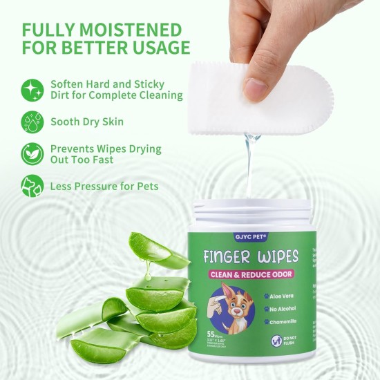 GJYC PET Ear Care Finger Pads for Dogs & Cats, Pack of 55, Dog Ear Cleaner, Cat Ear Cleaning Pads, Ear Care and Cleaning, Gently Loosen Earwax, Dirt GJYC PET Ear Care Finger Pads for Dogs & Cats, Pack of 55, Dog Ear Cleaner, Cat Ear Cleaning Pads, Ear Care and Cleaning, Gently Loosen Earwax, Dirt