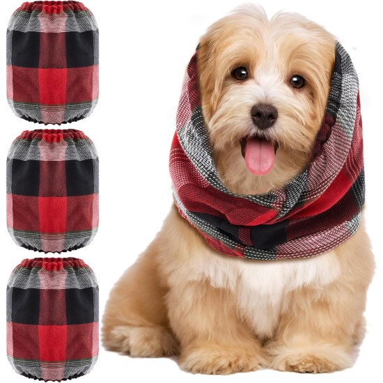 Geyoga Pack of 3 Soothing Earmuffs for Dogs, Tube Scarf for Dog Ears, Red, Black, Checked for Dogs, Noise Protection, Anxiety Relieving Dogs, Earmuffs for Christmas, Bathing and Grooming (S) Geyoga Pack of 3 Soothing Earmuffs for Dogs, Tube Scarf for Dog Ears, Red, Black, Checked for Dogs, Noise Protection, Anxiety Relieving Dogs, Earmuffs for Christmas, Bathing and Grooming (S)