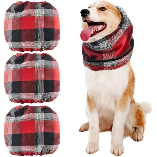 Geyoga Pack of 3 Soothing Earmuffs for Dogs, Tube Scarf for Dog Ears, Red, Black, Checked for Dogs, Noise Protection, Anxiety Relieving Dogs, Earmuffs for Christmas, Bathing and Grooming (S) Geyoga Pack of 3 Soothing Earmuffs for Dogs, Tube Scarf for Dog Ears, Red, Black, Checked for Dogs, Noise Protection, Anxiety Relieving Dogs, Earmuffs for Christmas, Bathing and Grooming (S)