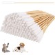 HBYMYDA Pack of 100 Cotton Buds for Dogs, Long Cotton Buds, Ear Cleaner for Pets, Dogs, Ear Cleaning Sticks for Pets, Dogs, Cats (15 cm)