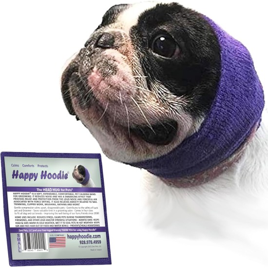 Happy Hoodie The Original Calming Band for Dogs and Cats, Anxiety Relief/Noise Protection, Grooming, Thunder Fireworks (XS, Black) Happy Hoodie The Original Calming Band for Dogs and Cats, Anxiety Relief/Noise Protection, Grooming, Thunder Fireworks (XS, Black)