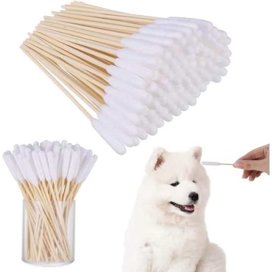 Heyu-Lotus Pack of 100 Dog Cotton Buds Ear Cleaner, 15 cm Ear Cleaning for Dogs, Wooden Ear Cleaning for Pets, Dogs, Ear Cleaning Sticks for Dogs, Cats Heyu-Lotus Pack of 100 Dog Cotton Buds Ear Cleaner, 15 cm Ear Cleaning for Dogs, Wooden Ear Cleaning for Pets, Dogs, Ear Cleaning Sticks for Dogs, Cats
