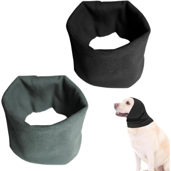 JJiaoLinin Earmuffs for Dogs, Pack of 2 Pet Warm Earmuffs, Dog Hearing Protection, Soothing Earmuffs, Noise Protection for Dogs, Washable Soft Pet Hat, M (Grey, Black)