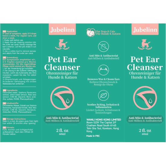 Jubelinn Ohrenreiniger mit Hamamelis für Hunde & Katzen – Bekämpft Ohrmilben & Entzündungen – Lindert Ohrgeruch & Juckreiz – Entfernt Ohrenschmalz – Ohrentropfen-Set mit 16 Ohrenstäbchen (60ml) Jubelinn Ohrenreiniger mit Hamamelis für Hunde & Katzen – Bekämpft Ohrmilben & Entzündungen – Lindert Ohrgeruch & Juckreiz – Entfernt Ohrenschmalz – Ohrentropfen-Set mit 16 Ohrenstäbchen (60ml)