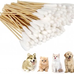 KHDULQ Pack of 100 Cotton Buds for Dogs, Ear Cleaners for Dogs, Mites, Dog Cotton Buds, Long Ear Cleaning Swabs, Ear Cleaning for Pets, Dogs, Cats KHDULQ Pack of 100 Cotton Buds for Dogs, Ear Cleaners for Dogs, Mites, Dog Cotton Buds, Long Ear Cleaning Swabs, Ear Cleaning for Pets, Dogs, Cats