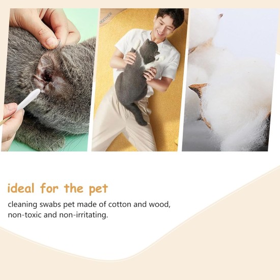 KHIRY Pack of 300 Dog Cotton Buds Ear Cleaner for Pets Ear Cleaning for Dogs, 15 cm Ear Cleaner Ear Cleaning Sticks for Pets Dog, Cat KHIRY Pack of 300 Dog Cotton Buds Ear Cleaner for Pets Ear Cleaning for Dogs, 15 cm Ear Cleaner Ear Cleaning Sticks for Pets Dog, Cat
