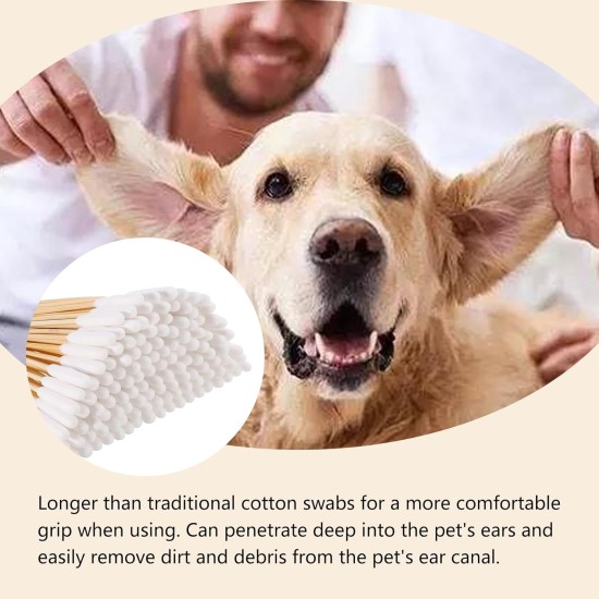 KHIRY Pack of 300 Dog Cotton Buds Ear Cleaner for Pets Ear Cleaning for Dogs, 15 cm Ear Cleaner Ear Cleaning Sticks for Pets Dog, Cat KHIRY Pack of 300 Dog Cotton Buds Ear Cleaner for Pets Ear Cleaning for Dogs, 15 cm Ear Cleaner Ear Cleaning Sticks for Pets Dog, Cat