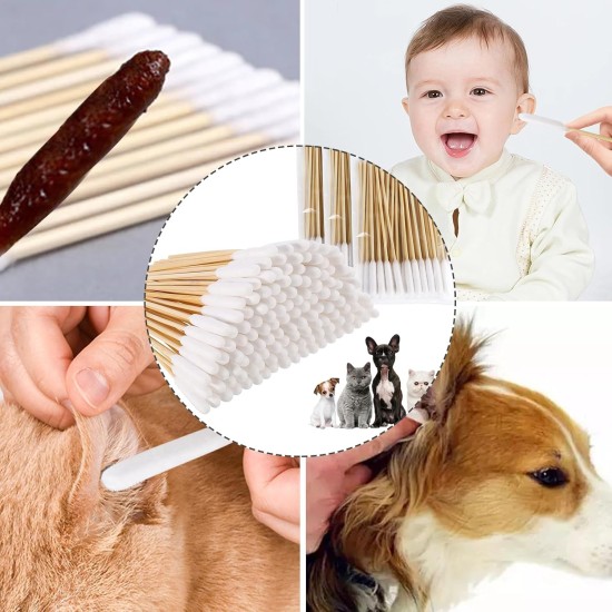 KHIRY Pack of 300 Dog Cotton Buds Ear Cleaner for Pets Ear Cleaning for Dogs, 15 cm Ear Cleaner Ear Cleaning Sticks for Pets Dog, Cat KHIRY Pack of 300 Dog Cotton Buds Ear Cleaner for Pets Ear Cleaning for Dogs, 15 cm Ear Cleaner Ear Cleaning Sticks for Pets Dog, Cat