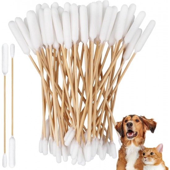 KMKANPO Pack of 50 15 cm Dog Cotton Buds, Ear Cleaner for Pets, Ear Cleaning Sticks for Dogs, Cotton Buds with Double Round Tip, Cotton Ear Sticks for Pets, Dogs, Cats KMKANPO Pack of 50 15 cm Dog Cotton Buds, Ear Cleaner for Pets, Ear Cleaning Sticks for Dogs, Cotton Buds with Double Round Tip, Cotton Ear Sticks for Pets, Dogs, Cats