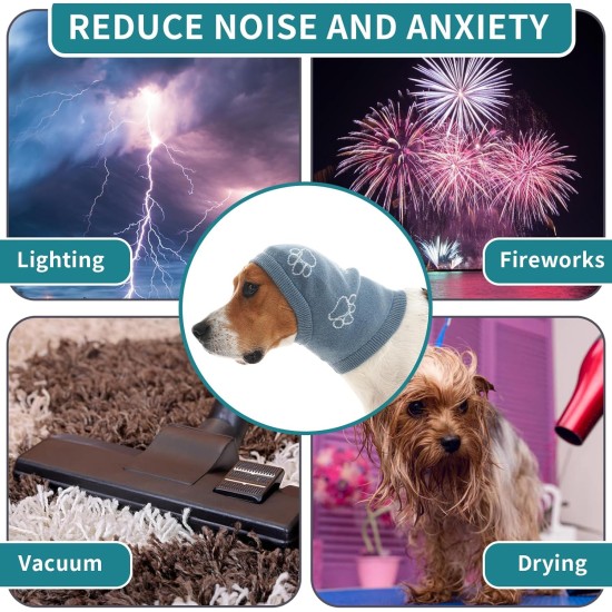 Katzinst Dog Hearing Protection, Elastic Knitted Ear Care Dog Hat, Noise Reduction, Anxiety Relief and Soothing Dog Ears, Dog Ear Care, (Blue, S) Katzinst Dog Hearing Protection, Elastic Knitted Ear Care Dog Hat, Noise Reduction, Anxiety Relief and Soothing Dog Ears, Dog Ear Care, (Blue, S)