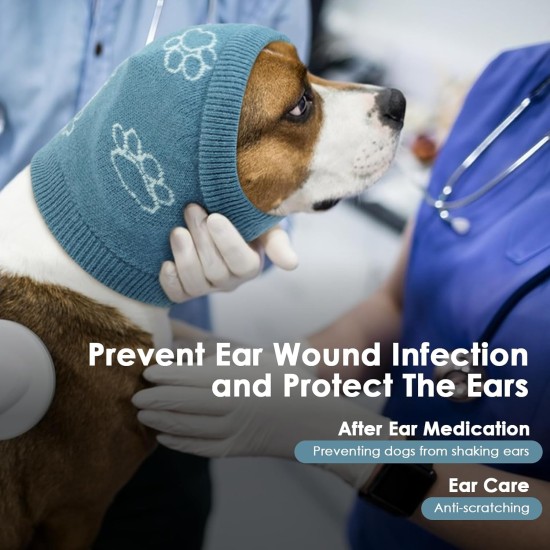 Katzinst Dog Hearing Protection, Elastic Knitted Ear Care Dog Hat, Noise Reduction, Anxiety Relief and Soothing Dog Ears, Dog Ear Care, (Blue, S) Katzinst Dog Hearing Protection, Elastic Knitted Ear Care Dog Hat, Noise Reduction, Anxiety Relief and Soothing Dog Ears, Dog Ear Care, (Blue, S)