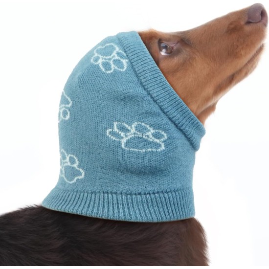 Katzinst Dog Hearing Protection, Elastic Knitted Ear Care Dog Hat, Noise Reduction, Anxiety Relief and Soothing Dog Ears, Dog Ear Care, (Blue, S)