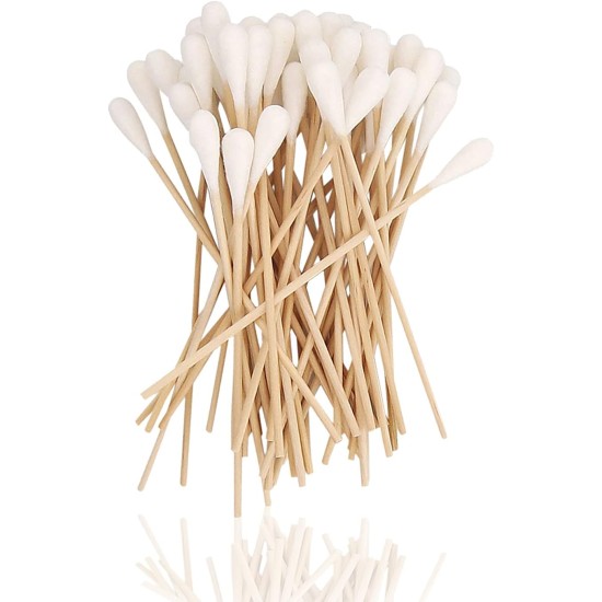 Kosmetex 100 x Ear Cleaning for Dogs, 15 cm, Wide 1 cm Thick Cotton Head, Cotton Buds, Long Large Head, Ear Cleaner, Ear Cleaning Sticks for Pets, Dogs, Cats