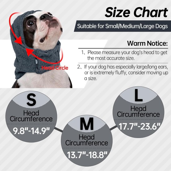 Lelepet Dog Ear Protection, Ear Protection for Dogs, Dog Earmuffs for Noise Reduction, Dog Ear Care, Dog Neck and Ear Warmers for Dogs, Soothing Hoodie for Dogs, Grey S Lelepet Dog Ear Protection, Ear Protection for Dogs, Dog Earmuffs for Noise Reduction, Dog Ear Care, Dog Neck and Ear Warmers for Dogs, Soothing Hoodie for Dogs, Grey S