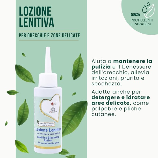 Linea 101 Soothing Lotion for Dogs and Cats for Ears and Sensitive Areas, 100 ml, Relieves Itching and Dryness - Moisturising Cleansing - With Chamomile Extracts - Made in Linea 101 Soothing Lotion for Dogs and Cats for Ears and Sensitive Areas, 100 ml, Relieves Itching and Dryness - Moisturising Cleansing - With Chamomile Extracts - Made in