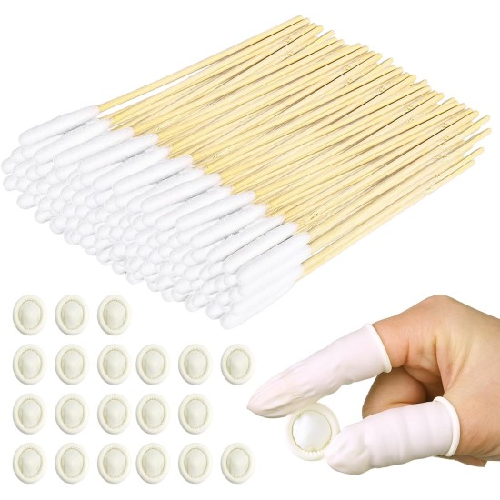 MEMOFYND 200 Pcs Pet Ear Cleaning Cotton Buds with 20 Gloves Large Pet Cotton Buds for Pet Cleaning MEMOFYND 200 Pcs Pet Ear Cleaning Cotton Buds with 20 Gloves Large Pet Cotton Buds for Pet Cleaning