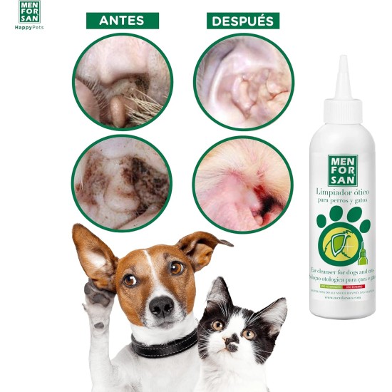 MENFORSAN Ear Cleaner for Dogs and Cats - 125ml Pack of 2 Units Natural Cleaner Alcohol Free Helps Prevent and Fight Pet Otitis Colorless MENFORSAN Ear Cleaner for Dogs and Cats - 125ml Pack of 2 Units Natural Cleaner Alcohol Free Helps Prevent and Fight Pet Otitis Colorless