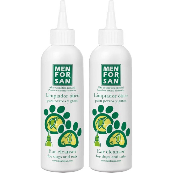 MENFORSAN Ear Cleaner for Dogs and Cats - 125ml Pack of 2 Units Natural Cleaner Alcohol Free Helps Prevent and Fight Pet Otitis Colorless MENFORSAN Ear Cleaner for Dogs and Cats - 125ml Pack of 2 Units Natural Cleaner Alcohol Free Helps Prevent and Fight Pet Otitis Colorless