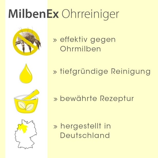 MilbenEx Ear Cleaner 50 ml - Fast Effectiveness - Against Ear Mites - Good Skin Compatibility - Easy to Use MilbenEx Ear Cleaner 50 ml - Fast Effectiveness - Against Ear Mites - Good Skin Compatibility - Easy to Use