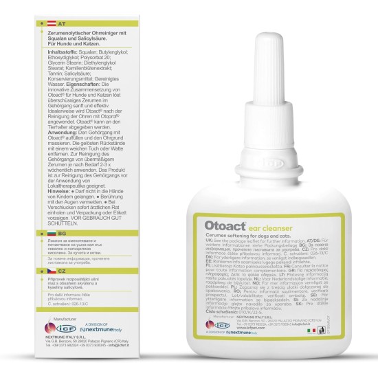 Otoact ceruminolytic ear cleaner for dogs and cats, 100ml Otoact ceruminolytic ear cleaner for dogs and cats, 100ml
