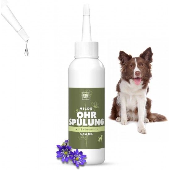 PAW WOW Natural Dog Ear Wash 100 ml Gentle Deep Cleaning & Odour Protection with Liver Moss, Cistus, Marigolds and Black Cumin 100% Natural without Artificial Additives PAW WOW Natural Dog Ear Wash 100 ml Gentle Deep Cleaning & Odour Protection with Liver Moss, Cistus, Marigolds and Black Cumin 100% Natural without Artificial Additives