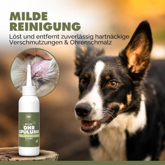 PAW WOW Natural Dog Ear Wash 100 ml Gentle Deep Cleaning & Odour Protection with Liver Moss, Cistus, Marigolds and Black Cumin 100% Natural without Artificial Additives PAW WOW Natural Dog Ear Wash 100 ml Gentle Deep Cleaning & Odour Protection with Liver Moss, Cistus, Marigolds and Black Cumin 100% Natural without Artificial Additives