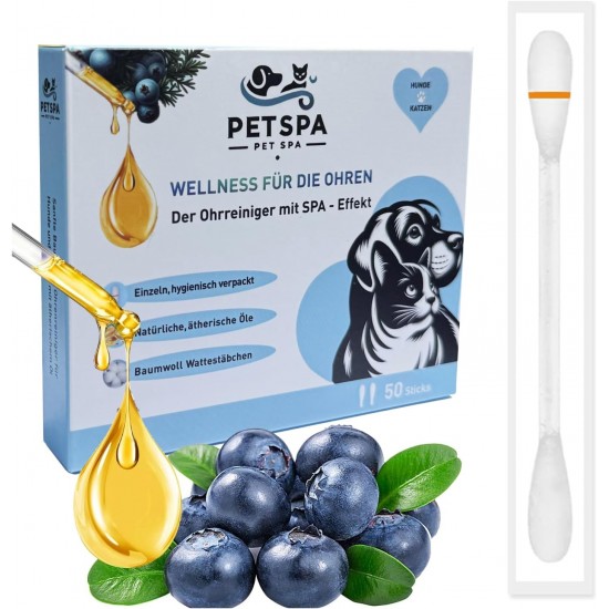 PET SPA 2 in 1 Pet Cotton Buds - Natural and Gentle Ear Cleaner for Dogs and Cats - Removes Earwax Dirt and Odour - Individually Packed for Easy Application - Pack of 50 PET SPA 2 in 1 Pet Cotton Buds - Natural and Gentle Ear Cleaner for Dogs and Cats - Removes Earwax Dirt and Odour - Individually Packed for Easy Application - Pack of 50