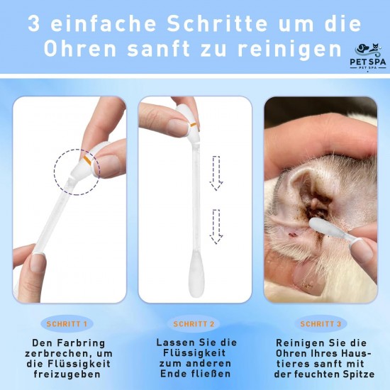PET SPA 2 in 1 Pet Cotton Buds - Natural and Gentle Ear Cleaner for Dogs and Cats - Removes Earwax Dirt and Odour - Individually Packed for Easy Application - Pack of 50 PET SPA 2 in 1 Pet Cotton Buds - Natural and Gentle Ear Cleaner for Dogs and Cats - Removes Earwax Dirt and Odour - Individually Packed for Easy Application - Pack of 50